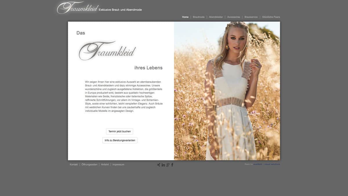 Traumkleid, exklusive Braut- und Abendmode - Webdesign Beispile für Fahion Webdesign Beispiel für Fashion - Traumkleid, exklusive Braut- und Abendmode