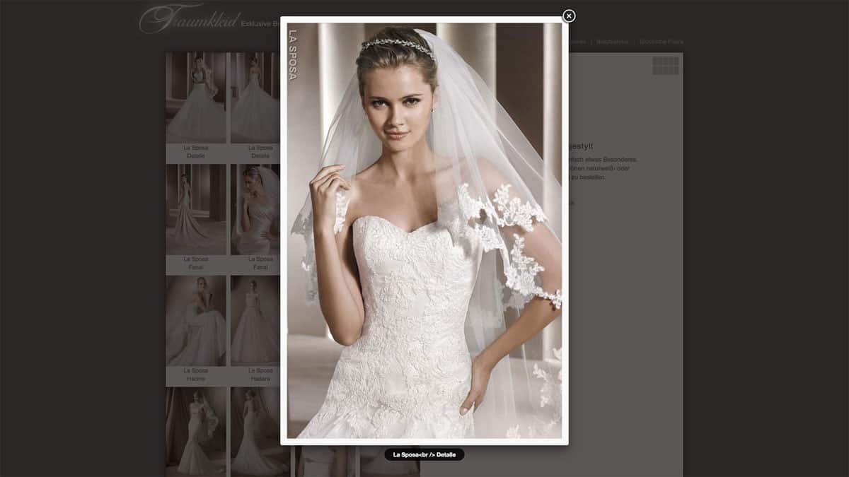 Traumkleid - Bildergalerie - Webdesign Beispiel für Fashion Webdesign Beispiel für Fashion - Traumkleid - Bildergalerie