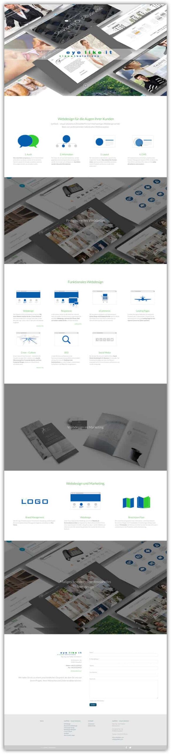 Die neue Homepage kommt im One-Page-Design