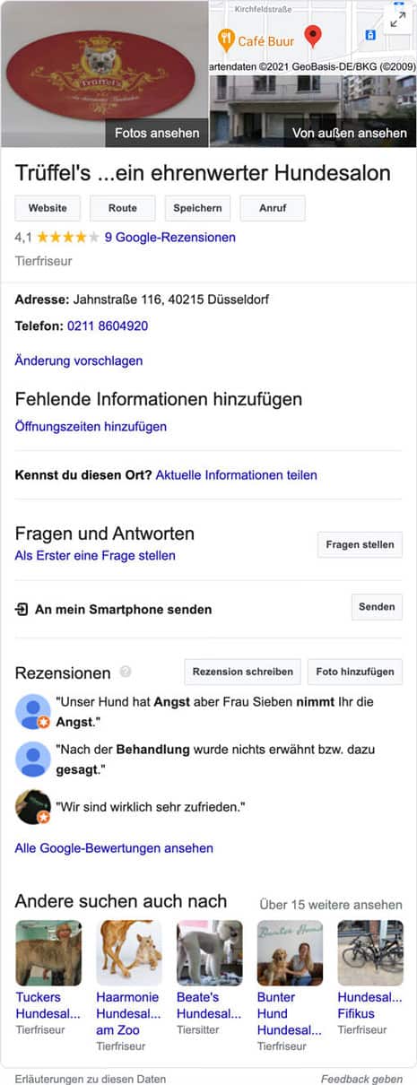 Knowledge Graph SERP SEO Düsseldorf eyelikeit